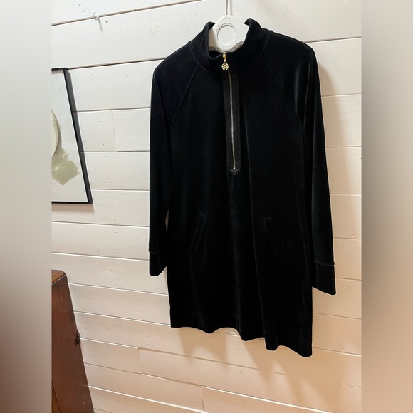 LILLY PULITZER Black Velour Half-Zip Dress XL - Picture 6 of 10